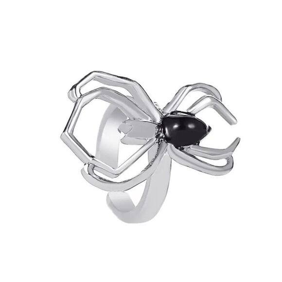 Gothic Halloween Spider Diamond White Gold Plated Ear Cuff - Picture 3 of 4